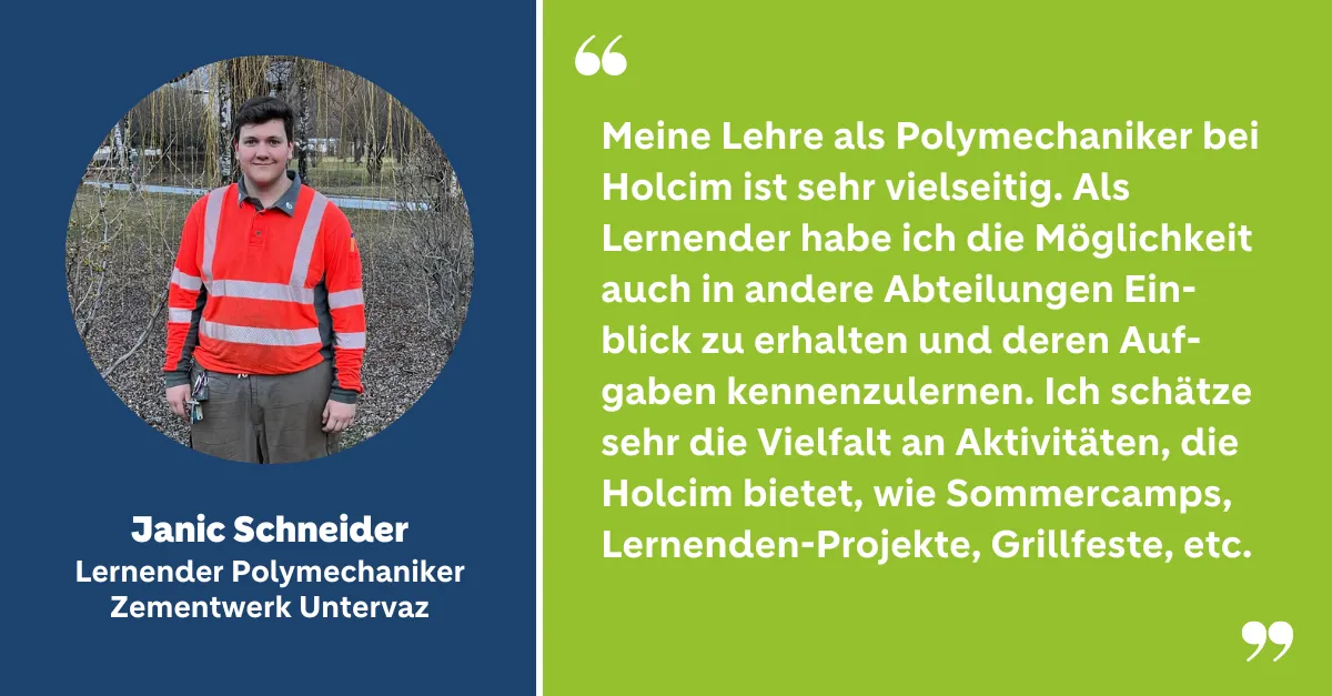 Lehre als Polymechaniker bei Holcim